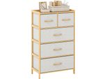 Cassettiera Costway Con Cassetti Estraibili In Tessuto E Struttura In Bambù, Cassettiera In Bambù In Tessuto, Cassettiera, 58 X 30 X 94 Cm