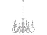 Fiorenza Lampadario In Legno Bianco Shabby 6 Luci 125 Ø91 BL172-6-BCO