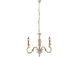 Fiorenza Lampadario In Legno Avorio E Foglia Oro 3 Luci 110 Ø43 BL172-3-AV