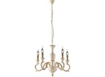 Fiorenza Lampadario In Legno Avorio E Foglia Oro 5 Luci 110 Ø50 BL172-5-AV