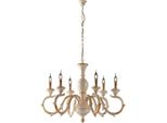 Fiorenza Lampadario In Legno Avorio E Foglia Oro 6 Luci 125 Ø91 BL172-6-AV