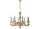 Leonardo Lampadario In Legno Avorio E Foglia Oro 8 Luci 130 Ø80 BL180-8-AV