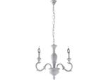 Fiorenza Lampadario In Legno Bianco Shabby 3 Luci 110 Ø43 BL172-3-BCO