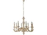 Leonardo Lampadario In Legno Avorio E Foglia Oro 6 Luci 130 Ø74 BL180-6-AV