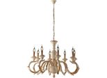Fiorenza Lampadario In Legno Avorio E Foglia Oro 8 Luci 125 Ø93 BL172-8-AV