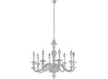 Leonardo Lampadario In Legno Bianco Shabby 8 Luci 130 Ø80 BL180-8-BCO