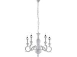 Fiorenza Lampadario In Legno Bianco Shabby 5 Luci 110 Ø50 BL172-5-BCO