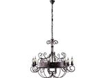 Baltimora Lampadario In Ferro Laccato Nero E Ruggine 8 Luci 126 Ø76 BL183-8-RG