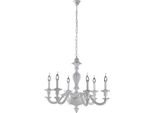Leonardo Lampadario In Legno Bianco Shabby 6 Luci 130 Ø74 BL180-6-BCO