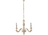 Leonardo Lampadario In Legno Avorio E Foglia Oro 3 Luci 117 Ø43 BL180-3-AV