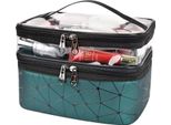 Camerazar Borsa Cosmetica Appesa Impermeabile Grande, Nera Trasparente, Pvc+Tpu, 16X23X17 Cm