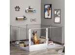 Wisfor, Recinto Per Cuccioli 132X132X80,5 Cm, Box Per Cuccioli Fai Da Te 8 Pezzi In Acrilico, Recinto Per Animali Liberi Con Porta, Recinto Per Animali Per Cuccioli