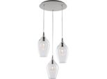 Ares Sospensione In Ferro Con Vetri Trasparente Pyrex 3 Luci 141 Ø50 BL273-S3-TR