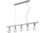 Fabian Sospensione In Ferro Laccato Bianco E Argento 5 Luci L.101 X 5 BL293-5-ARG