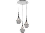 Zeus Sospensione In Ferro Con Vetri Grigio Pyrex 3 Luci 149 Ø50 BL270-S3-GR