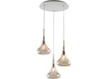 Nemesi Sospensione In Ferro Con Vetri Ambra Pyrex 3 Luci 141 Ø50 BL280-S3-AM