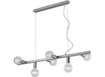 Fabian Sospensione In Ferro Laccato Bianco E Argento 6 Luci L.101 X 16 BL293-6-ARG