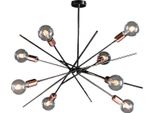 Bloom Plafoniera Ferro Cromo Nero E Rame 8 Luci H.62 Ø82 BL200-PL8-NR