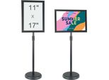 Supporto Per Informazioni 27,9 X 43,2 Cm - Regolabile In Verticale E In Orizzontale - Robusto Supporto Per Poster Da Pavimento - Porta Cartelli Con Base Rotonda - Nero