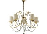 Magda Lampadario In Ferro Dorato 5 Luci Con Paralumi 115 Ø72 BL146-5-OR-PAR