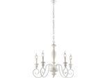Cascina Lampadario In Legno E Ferro Laccato Bianco Shabby 5 Luci 115 Ø60 BL265-5-BCO