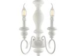Cascina Applique In Legno E Ferro Laccato Bianco Shabby 2 Luci .25 P.18 BL265-AP2-BCO