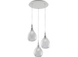 Pluvia Sospensione In Ferro Con Vetri Trasparente Pyrex 3 Luci 141 Ø50 BL264-S3-TR