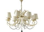 Magda Lampadario In Ferro Dorato 8 Luci Con Paralumi 118 Ø78 BL146-8-OR-PAR