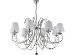 Magda Lampadario In Ferro Cromato 8 Luci Con Paralumi 118 Ø78 BL146-8-CR-PAR