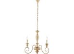 Cascina Lampadario In Legno E Ferro Bianco E Tortora 3 Luci 113 Ø44 BL265-3-BT