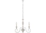 Cascina Lampadario In Legno E Ferro Laccato Bianco Shabby 3 Luci 113 Ø44 BL265-3-BCO