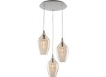 Ares Sospensione In Ferro Con Vetri Ambra Pyrex 3 Luci 141 Ø50 BL273-S3-AM