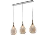 Pluvia Binario In Ferro Con Vetri Ambra Pyrex 3 Luci L.75 X 10 BL264-BIN3-AM