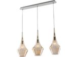 Zeus Binario In Ferro Con Vetri Ambra Pyrex 3 Luci L.75 X 10 BL270-BIN3-AM