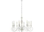 Cascina Lampadario In Legno E Ferro Laccato Bianco Shabby 8 Luci 121 Ø82 BL265-8-BCO