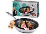 Padella In Acciaio Inox Rachs Kochwerk Con Struttura A Nido D'ape Ø28Cm, Antiaderente, Adatta A Tutti I Tipi Di Fornelli