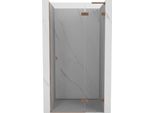 Mexen Lunar L Porta Doccia A Battente Destra 95 Cm, Trasparente, Rame Spazzolato - 834L-095-000-65-00-P