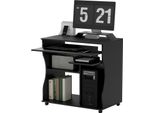 Scrivania Per Computer Scrivania Con Rotelle Scrivania Per Ufficio Con Vassoio Per Tastiera? Ripiano, Tavolo Per Pc Nero 80 X 48 X 75 Cm Aosom