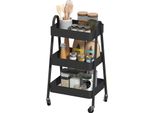 Carrello Di Servizio A 3 Livelli Carrello Da Cucina Con Rotelle Carrello Con Freno Carrello Da Cucina Carrello Da Cucina Carrello Multiuso Per Cucina Ufficio Bagno, Nero