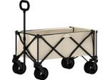 Carrello Da Giardino Da 100 Kg, Carrello Da Trasporto Pieghevole Con Telo Rimovibile, Maniglia, Ruote, Carrello Manuale Da Giardino Da 138 Litri, Carrello Porta Attrezzi Per Casa, Giardino Beige Aosom
