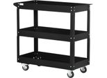 Carrello Da Officina In Acciaio A 3 Ripiani Su Ruote Con Maniglia - Carico Massimo 150 Kg - 83 X 35,3 X 76 Cm Nero Aosom