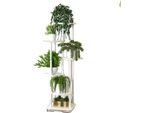 Supporto Per Piante, Design A Più Livelli, Struttura In Metallo, B-6Tier-Bianco Crema