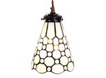 Clayre & Eef Lampada A Sospensione Tiffany Ø 15X115 Cm Vetro Bianco Marrone