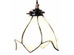 Clayre & Eef Lampada A Sospensione Tiffany Ø 18X115 Cm Vetro Bianco Marrone