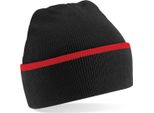 Cappello Invernale Beechfield B471 | Teamwear Beanie - Colore: Nero/Rosso Classico - Taglia: Unica