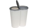 Cestino Doppio Per Rifiuti Excellent Houseware, Polipropilene, 2X25 L, Bianco/Grigio