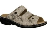 Finn Comfort Menorca-Soft, Scarpe Da Donna, Muli, Pelle,Bianco, Nuovo - Muli Da Donna / Separatori Di Punta, Bianco, Pelle (Marmo)