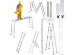 Scala Multiuso Va-Cerulean, Scala In Lega Di Alluminio, Scala Multifunzionale, Scala Da Ponteggio, Fino A 150 Kg, 20 Gradini Con 2 Piastre Da Ponteggio