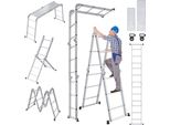 Va-Cerulean Scala Multiuso In Alluminio Con Piattaforma 3,4 M Scala Da Lavoro Pieghevole Multifunzionale Scala Domestica Fino A 150 Kg, 12 Gradini Con 2 Piastre Da Ponteggio