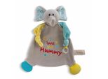 Nici Panno Coccole Elefante 25X25Cm, Con Anello Per La Dentizione E Attacco Per Il Ciuccio, Da 0 Mesi,, Nici